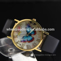 2014 Excelente Mulheres Couro Band Moda Estilo Da Borboleta Analog Quartz Wrist Watch